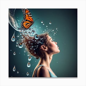 Splashing waterdrops on a Woman Canvas Print