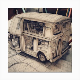 3d Drawing Of A Bus Canvas Print