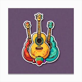 Mexican Guitar And Maracas Sticker 2d Cute Fantasy Dreamy Vector Illustration 2d Flat Centere (22) Canvas Print