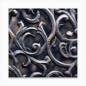 Close Up Of Wrought Iron Fence Canvas Print