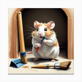 Hamster Brushing Teeth 1 Canvas Print