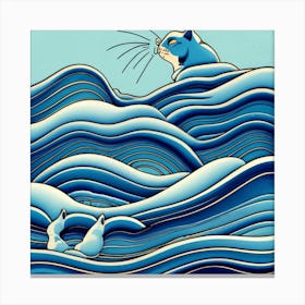 Cat In The Waves Canvas Print