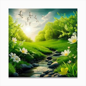 A Stunning Illustration Of A Vibrant Green Spring Wkh Voeqt3s1q8krgoldrw Vlyrqmzktu Lkqnqzrbboa Canvas Print