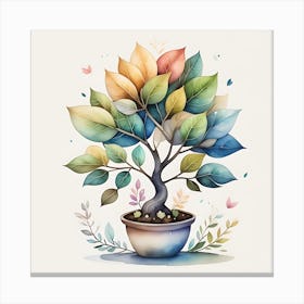 Watercolor Bonsai Tree Canvas Print