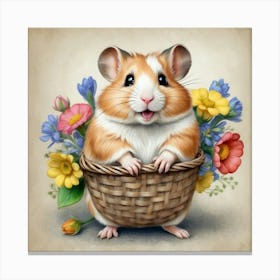 Hamster In A Basket 3 Canvas Print