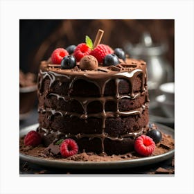 Chocolate Cake With Berries 4 Canvas Print