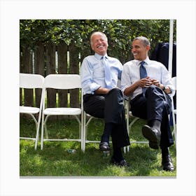 Biden And Obama Sharing A Laugh Canvas Print