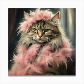 Cat In Pink Feathers Canvas Print