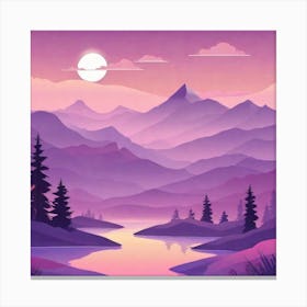 Misty mountains background in purple tone 69 Canvas Print