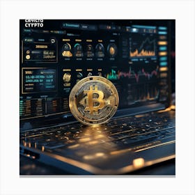 Bitcoin On A Laptop Canvas Print