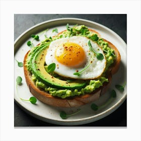 "Behold! The 'Toast of the Titans,' a culinary masterpiece that will transport you to the heavens with every bite. Picture this: a delectable toast, toasted to perfection, adorned with a luscious layer of velvety avocado, and crowned with a radiant fried egg, its yolk oozing with golden goodness. The finishing touch? A sprinkle of zesty spices and a garnish of the freshest microgreens, plucked straight from the garden. This is not just a meal; it's an edible work of art, a symphony of flavors and textures that will leave your taste buds in awe. So, dear food connoisseur, prepare to embark on a gastronomic journey like no other, for the 'Toast of the Titans' awaits your indulgence. Canvas Print