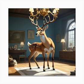 Deer In A Room 11 Canvas Print