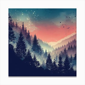 Mountain Treetops Views Canvas Print