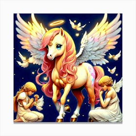 Beautiful angels and pony Canvas Print