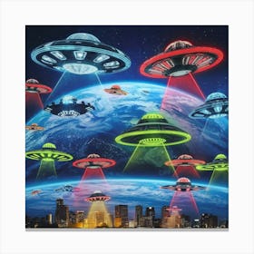 Alien Ufos In Space Canvas Print