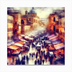 Watercolor Of Jerusalem Market Canvas Print