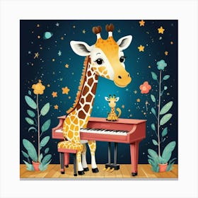 Default Giraffe Piano Nursery Kids Art Print 1 Canvas Print