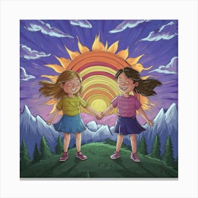 Two Girls Holding Hands 1 Canvas Print