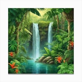 Waterfall In The Jungle Canvas Print