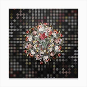 Vintage Hippeastrum Flower Wreath on Dot Bokeh Pattern n.0211 Canvas Print