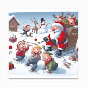 Santa Claus With Children Canvas Print