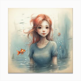 Girl In Water Canvas Print