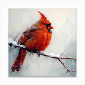 Cardinal In The Snow 8 Canvas Print