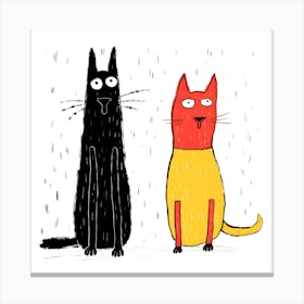 Two Cats In The Rain Canvas Print