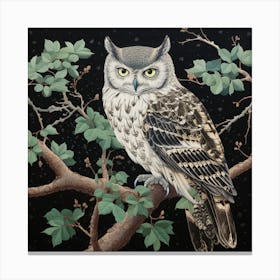 Ohara Koson Inspired Bird Painting Eastern Screech Owl 3 Square Canvas Print