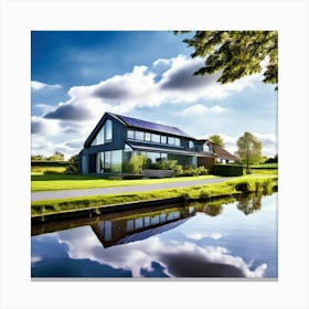 Modern House With Solar Panels Canvas Print