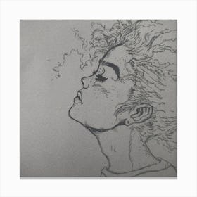 Drawing Of A Girl With Curly Hair Canvas Print