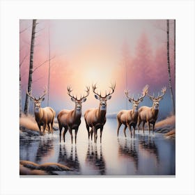 Herd of deer 3 Canvas Print