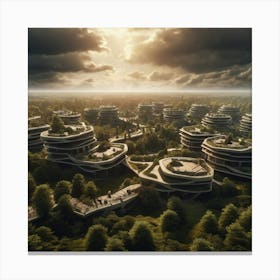 Futuristic City Artwork Canvas Print