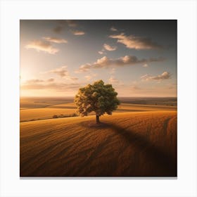 Lone Tree In The Field Canvas Print