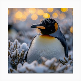 King Penguin In The Snow Canvas Print