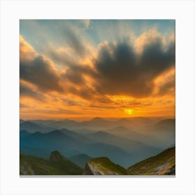 Sunset In The Mountains Canvas Print