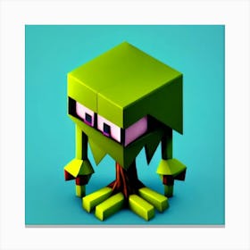 3d Cube Low Poly Creatures Canvas Print