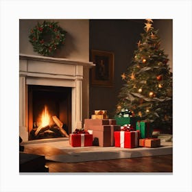 Christmas Tree With Presents 26 Canvas Print