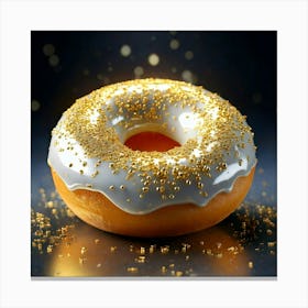 Firefly Whimsical 3d Porcelain Donut With Gold Sprinkles And Ethereal Glow 35935 Canvas Print