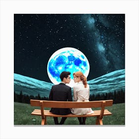 Couple Sitting On A Bench 15 Canvas Print