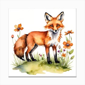 Fox watercolour  Canvas Print