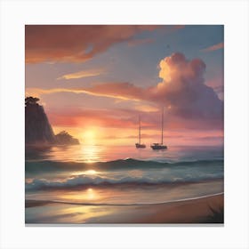 Sunset On The Beach Canvas Print