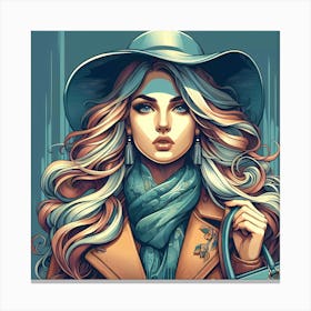 Girl In A Hat 6 Canvas Print