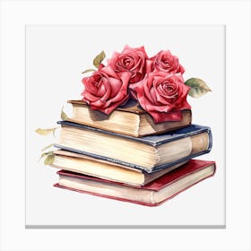 Roses On Books 6 Canvas Print