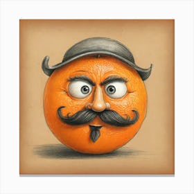 Orange With Mustache 7 Canvas Print