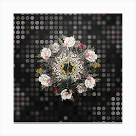 Vintage Blazing Star Flower Wreath on Dot Bokeh Pattern n.0766 Canvas Print