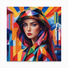 Girl In A Colorful Coat Canvas Print
