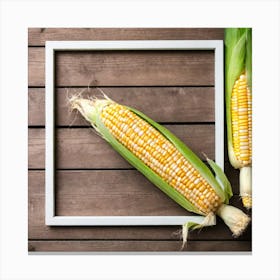 White Frame With Corn On The Cob Canvas Print