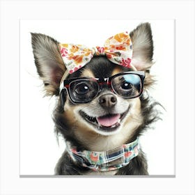 Cute Chihuahua Wearing Glasses Canvas Print