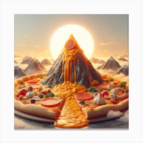 Mountain of pizza Canvas Print